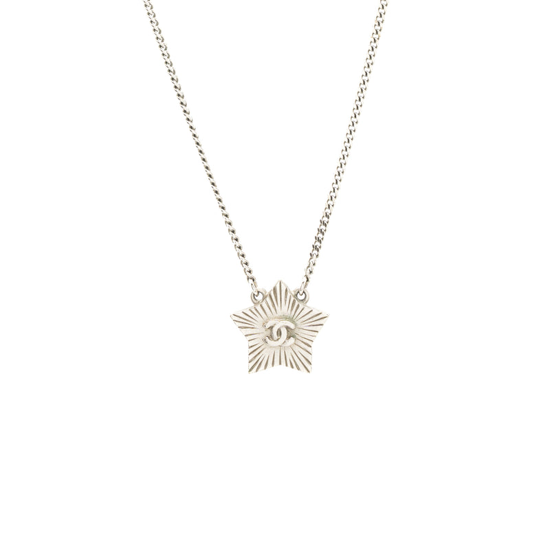 Chanel Star Necklace With CC Logo Grey With Ruthenium Hardware