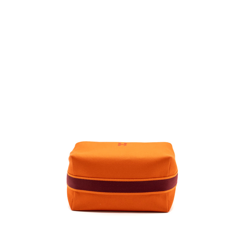 Hermes Trousse De Toilette Bride A Brac Travel Pouch canvas Orange SHW