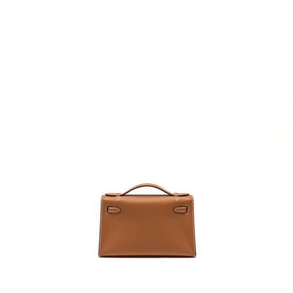 Hermes kelly Pochette swift Gold GHW stamp W