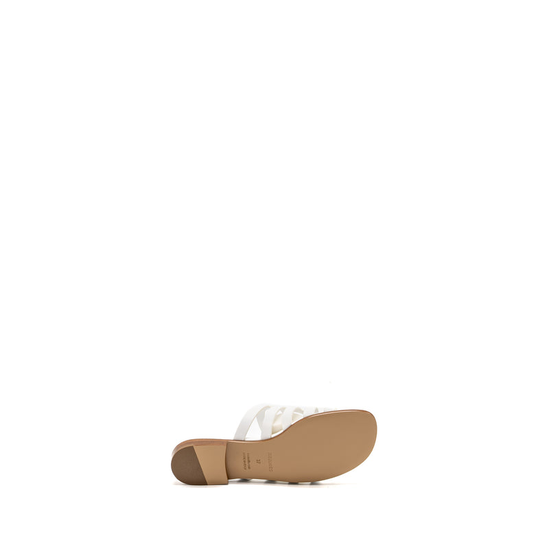 Hermes Size 37 Camelia Sandal Calfskin White