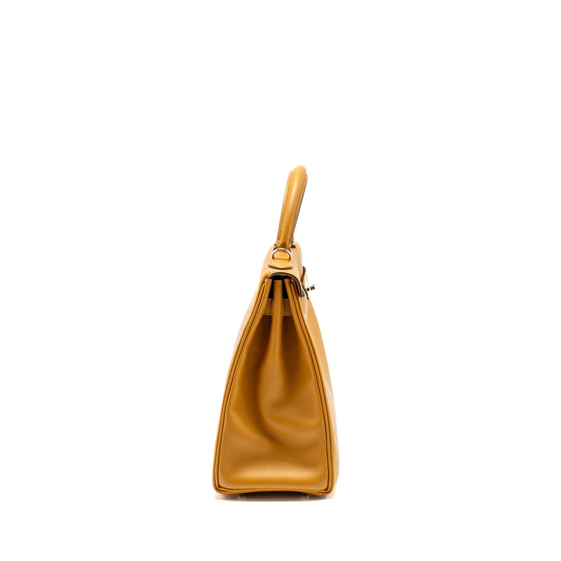 HERMES Kelly 32 Evercolor Caramel / Rose D’ete SHW Stamp Y