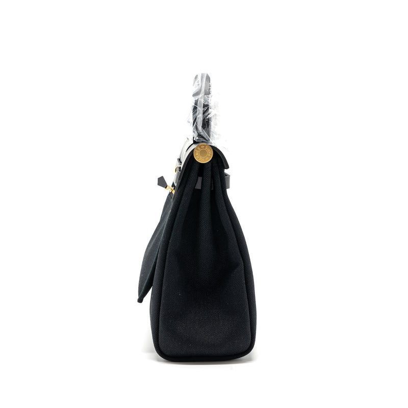 Hermes Herbag Zip 31 Bag Canvas/ Hunter Leather Black GHW Stamp B
