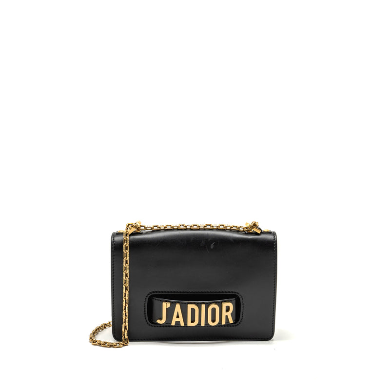 DIOR J'ADIOR Medium Flap Bag With Chain Leather Black GHW