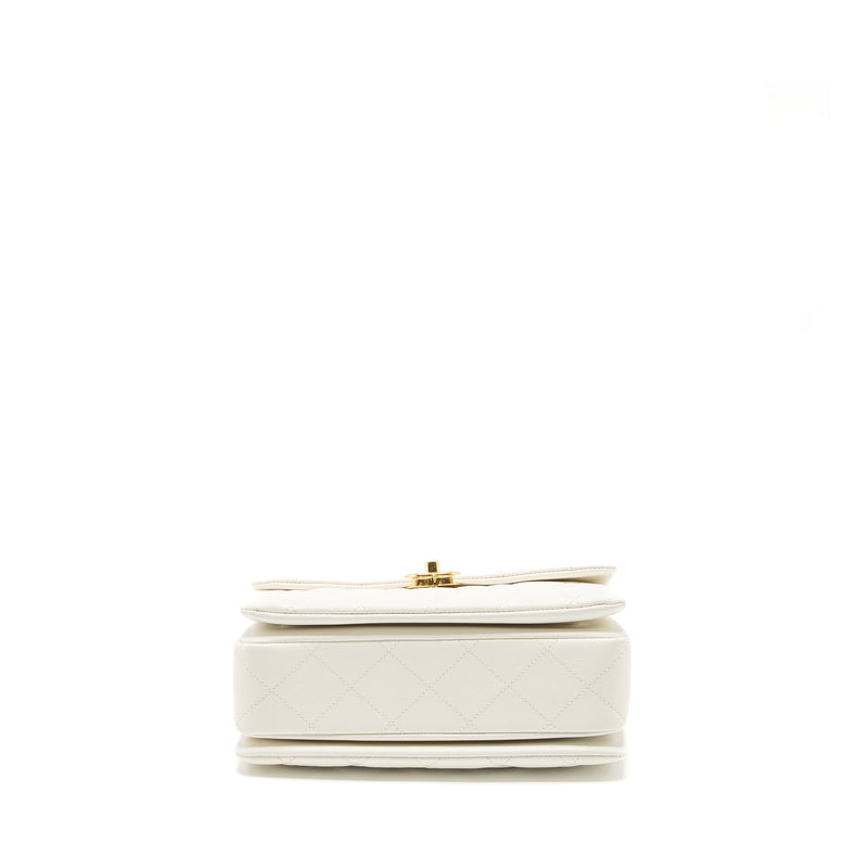 Chanel 21K Coco First Caviar White Brushed GHW (Microchip)