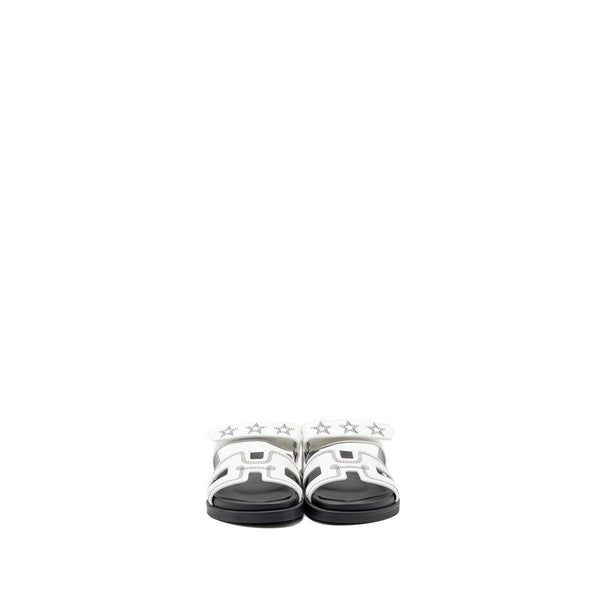 Hermes Size 36.5 Chypre Sandals Star Embroidered White