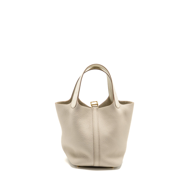 Hermes Picotin 18 Lock Bag Ostrich Touch/Clemence Beton GHW Stamp B