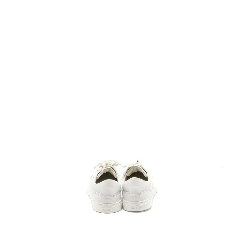 Hermes Size 38 Day Sneaker Calfskin White RGHW