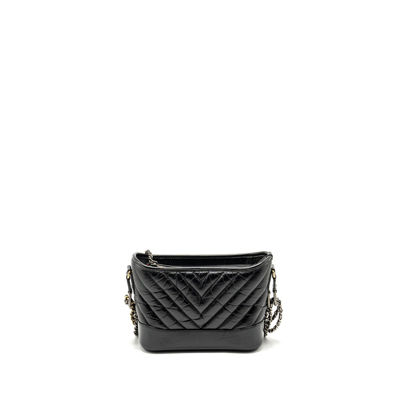 Chanel small chevron gabrielle hobo bag calfskin black multicolour hardware