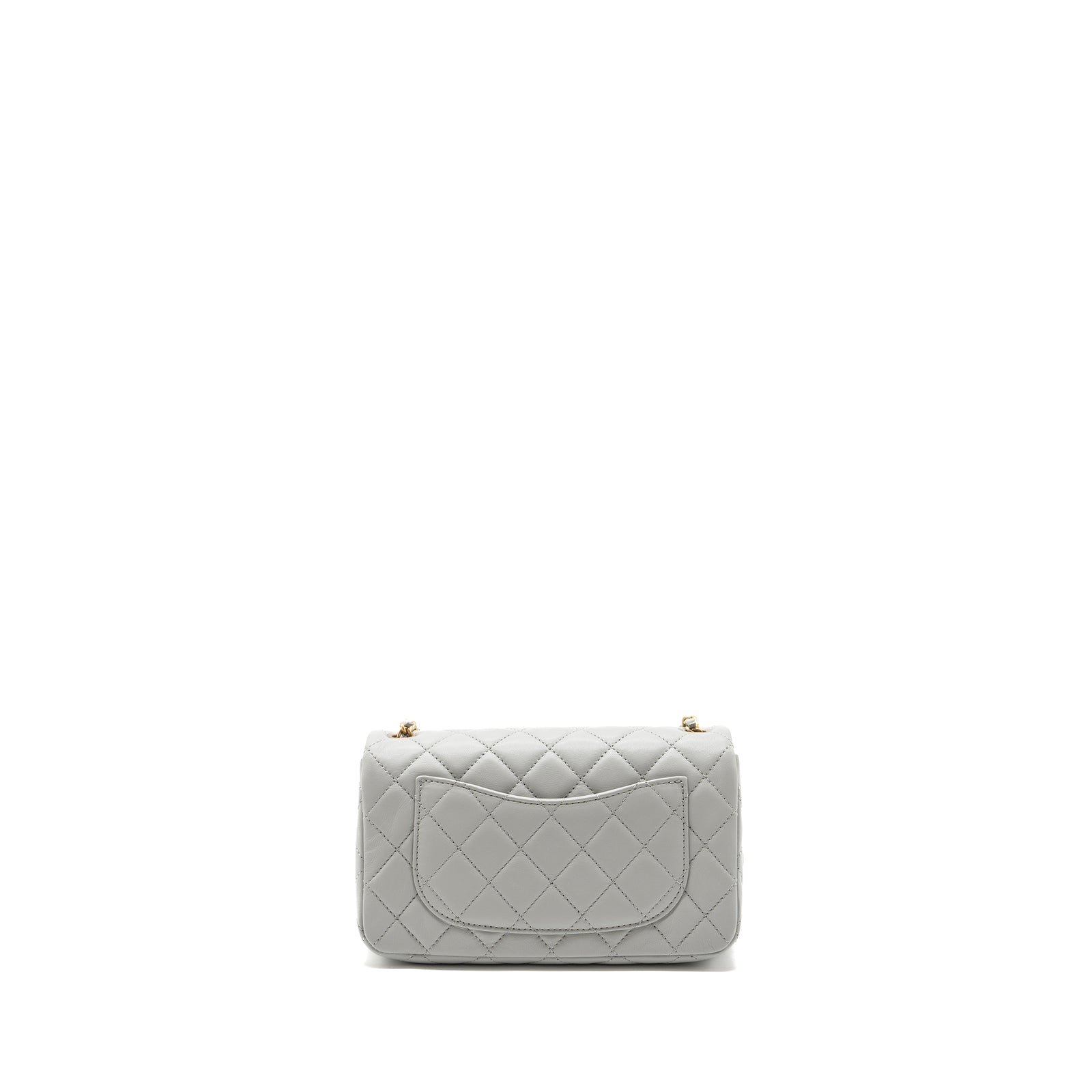 Chanel 23C pearl crush mini rectangular flap bag lambskin light grey G