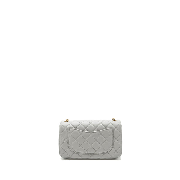 Chanel 23C pearl crush mini rectangular flap bag lambskin light grey GHW (microchip)