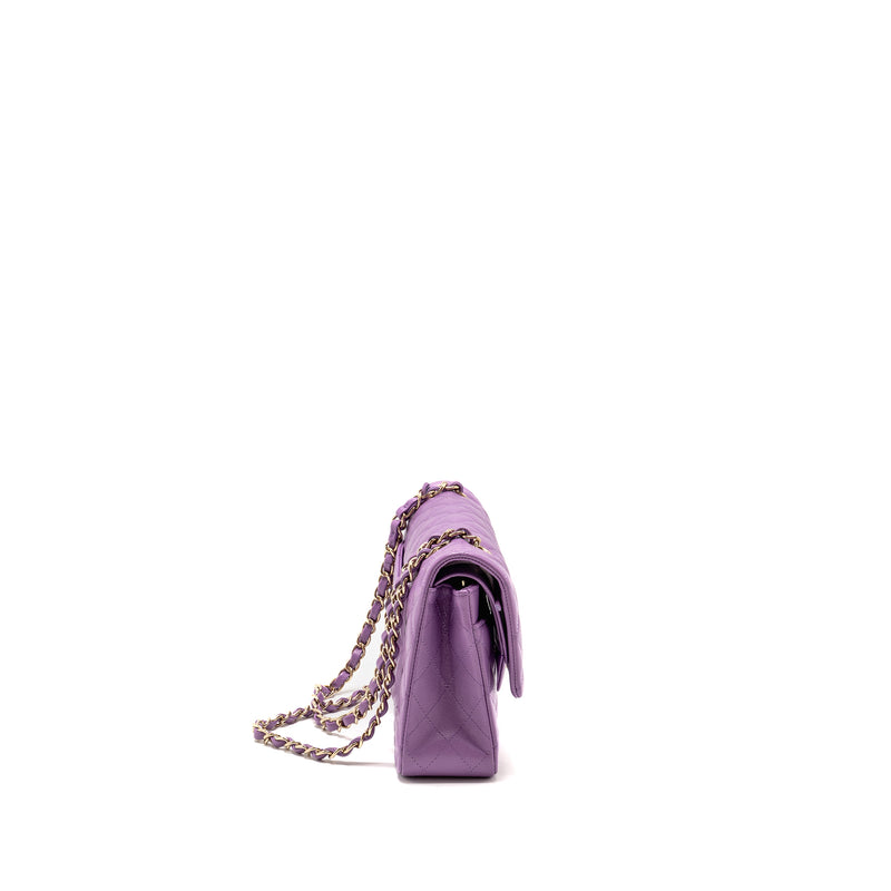 Chanel Medium Classic Double Flap Bag Caviar Purple LGHW (Microchip)