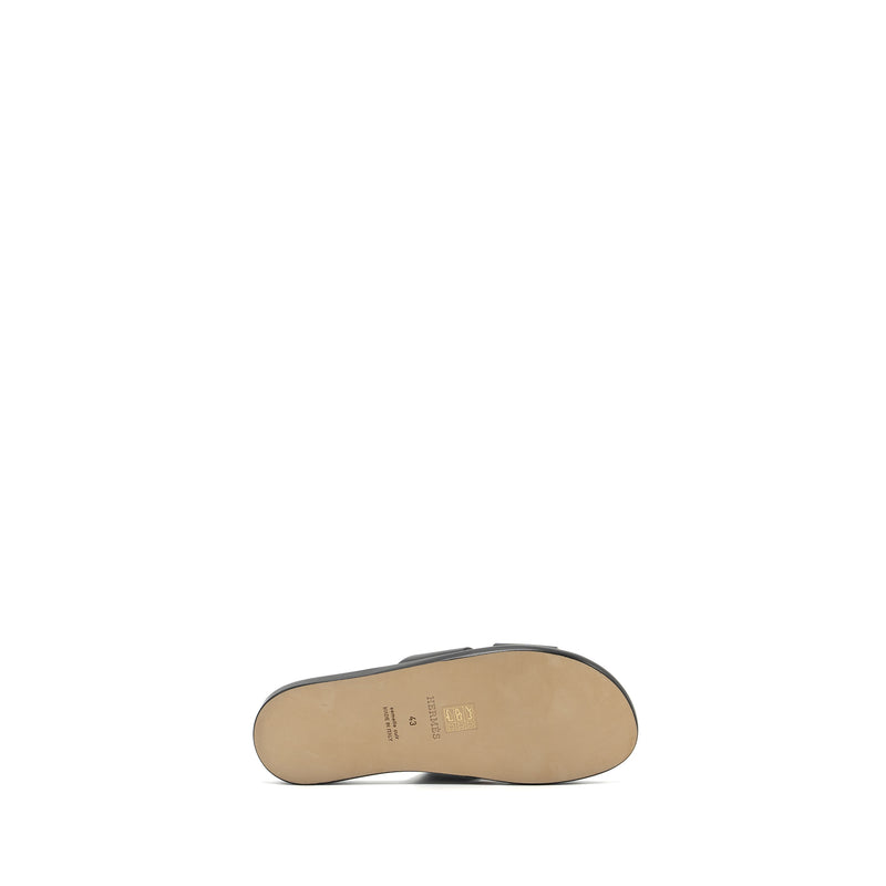 Hermes Size 43 Izmir Sandal Calfskin Black