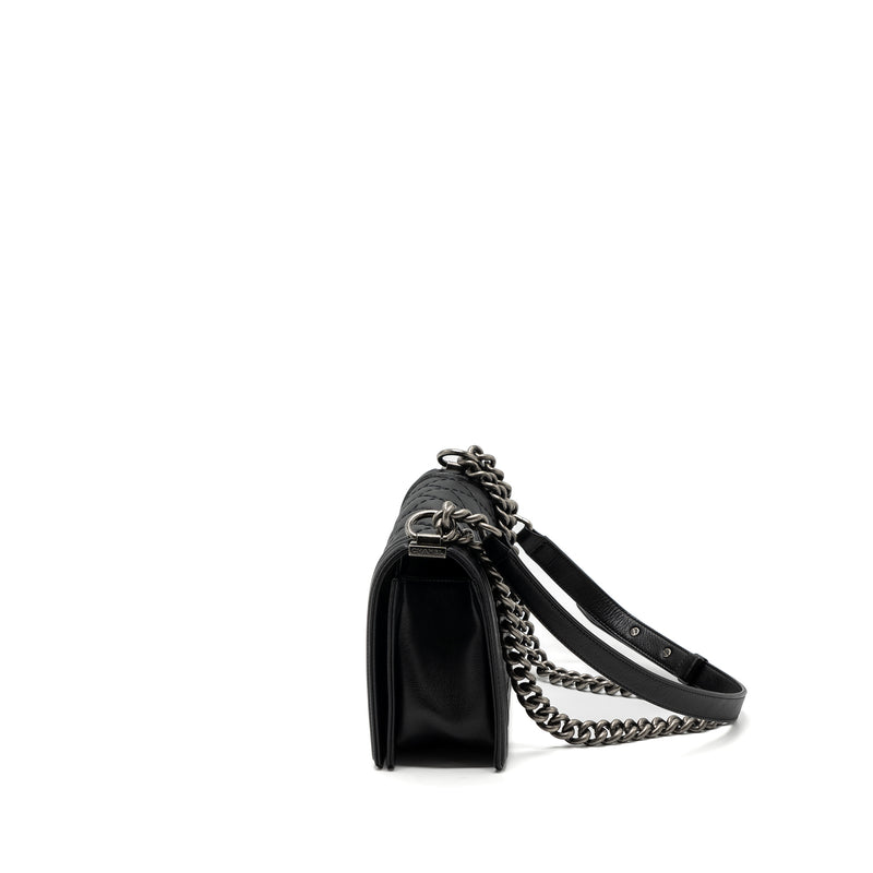 Chanel medium boy bag calfskin black ruthenium hardware