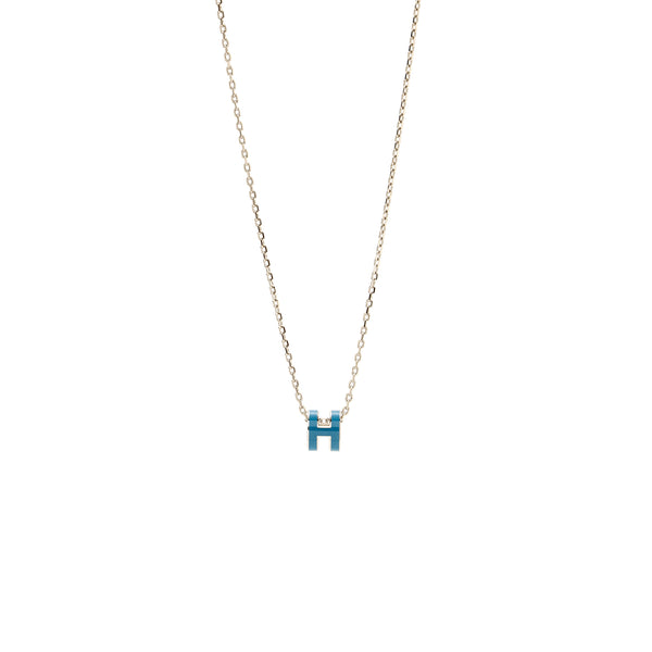 Hermes Mini Pop H Pendant Blue SHW