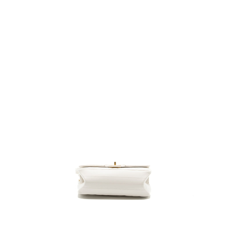 Chanel mini chevron 2.55 reissue flap bag calfskin white GHW (microchip)