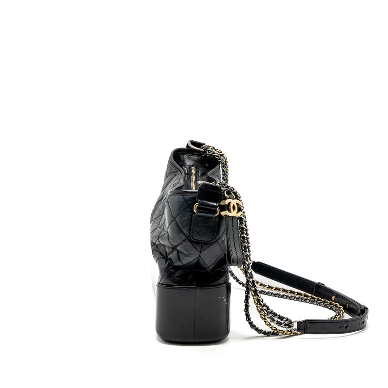 Chanel Medium Gabrielle Hobo Bag Aged Calfskin Black Multicolour Hardware