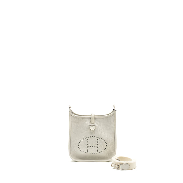 Hermes Mini Evelyne Clemence New White SHW Stamp B