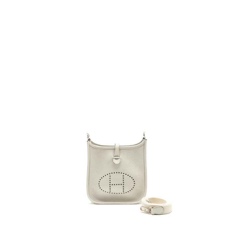 Hermes Mini Evelyne Clemence New White SHW Stamp B