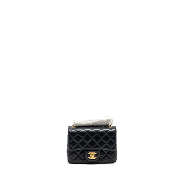 Chanel 22c pearl crush mini square flap bag lambskin black GHW (microchip)