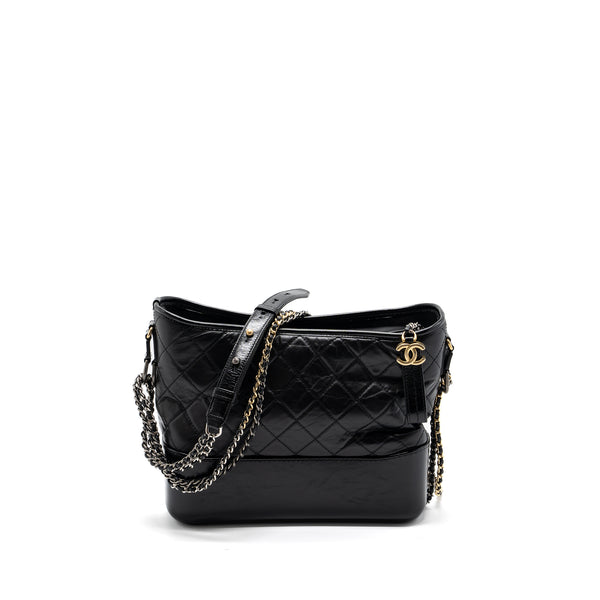 Chanel Large Gabrielle Hobo Bag  Aged Calfskin Black Multicolour Hardware