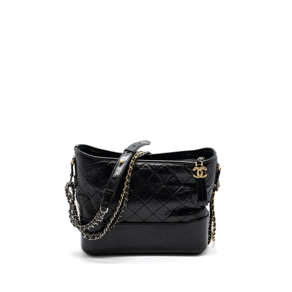 Chanel Large Gabrielle Hobo Bag Aged Calfskin Black Multicolour Hardware