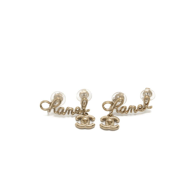 Chanel Coco/Chanel Letter Earring Clips Light Gold Tone