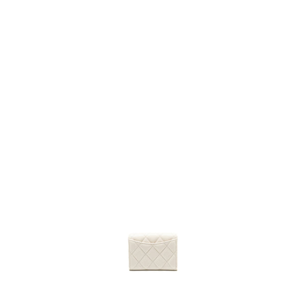 Chanel Classic Flap Card Holder Caviar White LGHW (microchip)