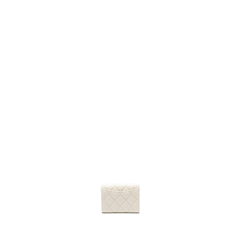 Chanel Classic Flap Card Holder Caviar White LGHW (microchip)