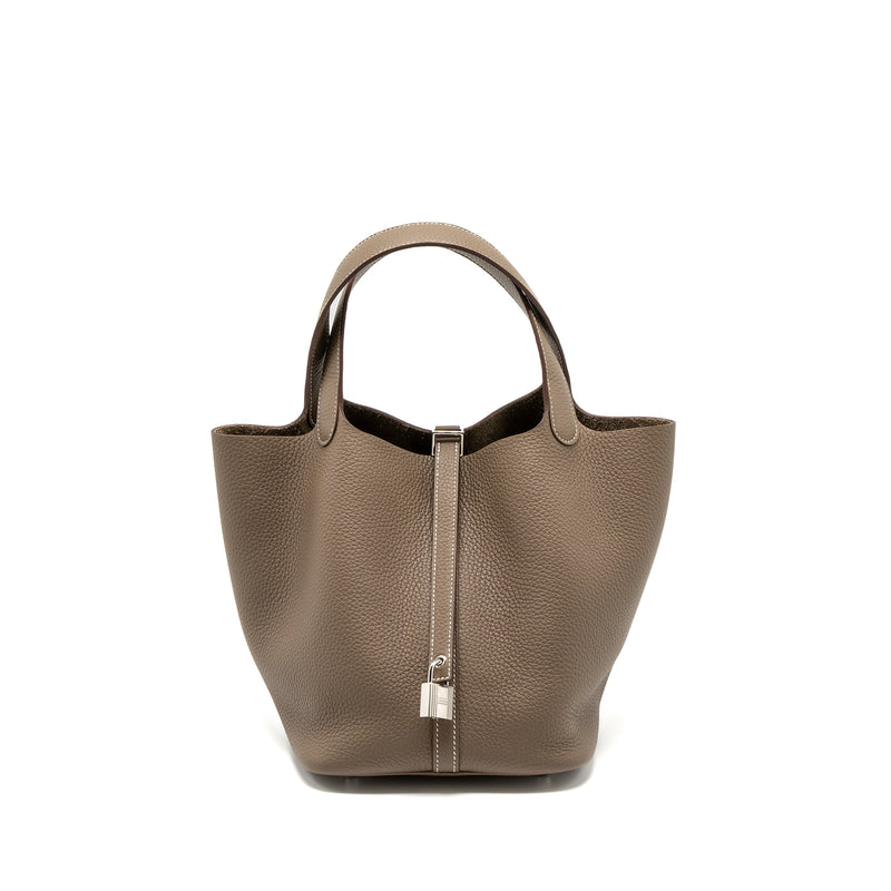 Hermes Picotin 22 Lock Bag Clemence Etoupe SHW Stamp B