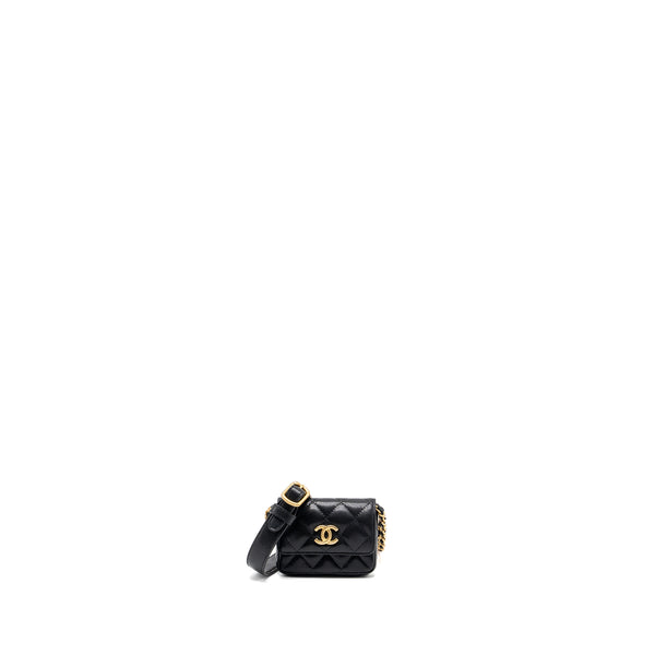 Chanel Mini Flap Belt Bag/Card Holder Caviar Black GHW (Microchip)