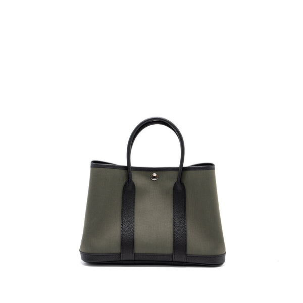 Hermes Garden Party 30 Toile Militaire/Negonda Vert De Gris/Black SHW Stamp U