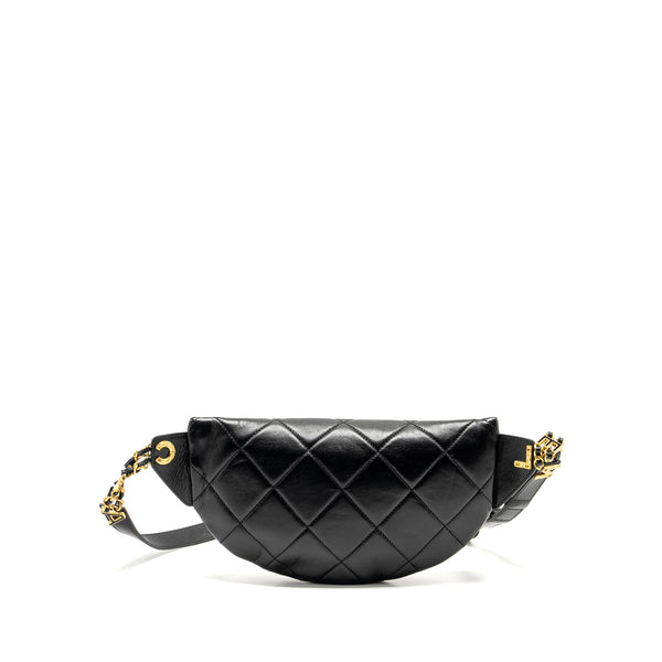 Chanel Letter Logo Detailed Waist Bag Lambskin Black GHW (Microchip)