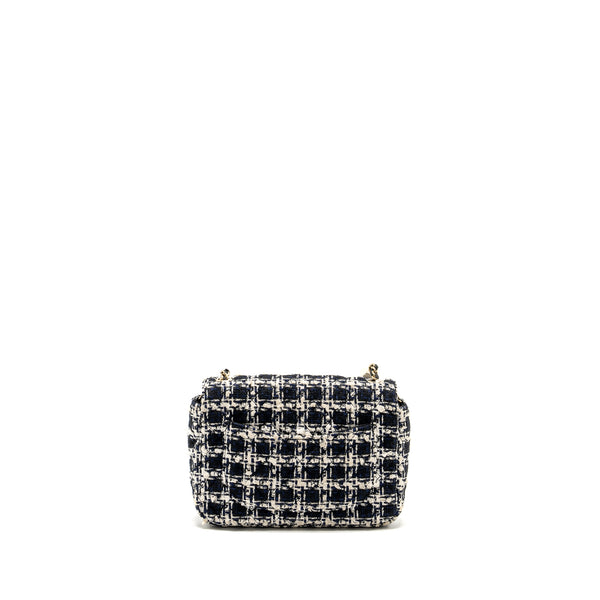 Chanel Mini Flap Bag with Detailed Chain Tweed Black/White LGHW (Microchip)