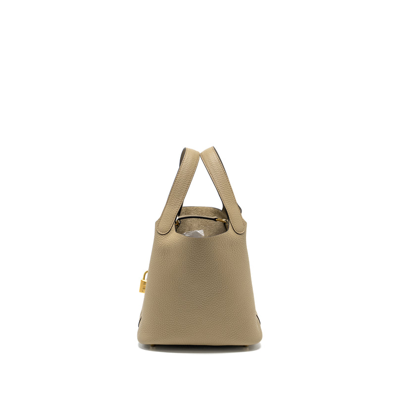 Hermes Picotin 18 Lock Bag Clemence beige Marfa GHW Stamp W