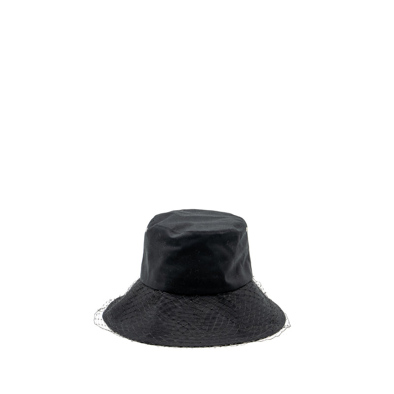 Dior size 57 Teddy-D Brim Bucket Hat With Veil Black/Blue Oblique