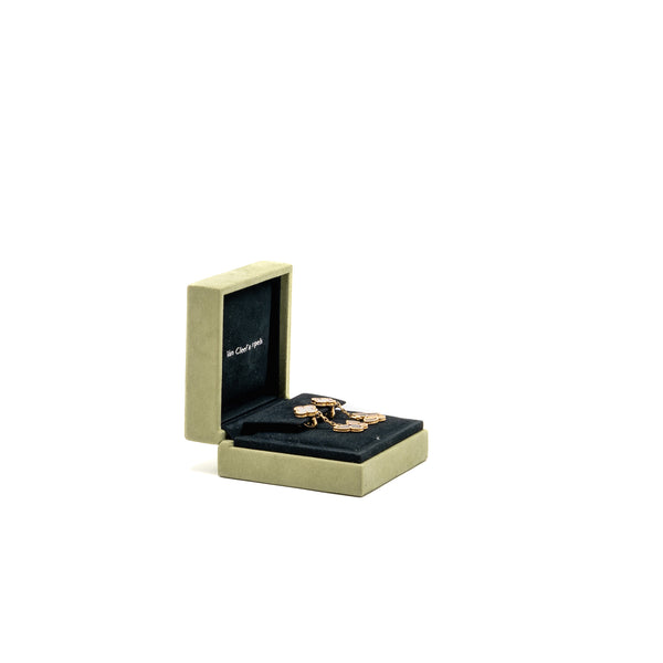 Van Cleef & Arpels  Lucky Alhambra 2-Motif Ear Clips Yellow Gold, White Mother of Pearl, Tiger’s Eye