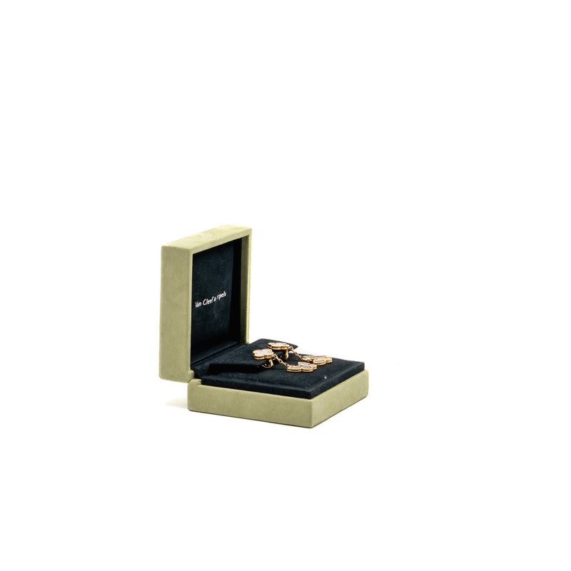 Van Cleef & Arpels  Lucky Alhambra 2-Motif Ear Clips Yellow Gold, White Mother of Pearl, Tiger’s Eye