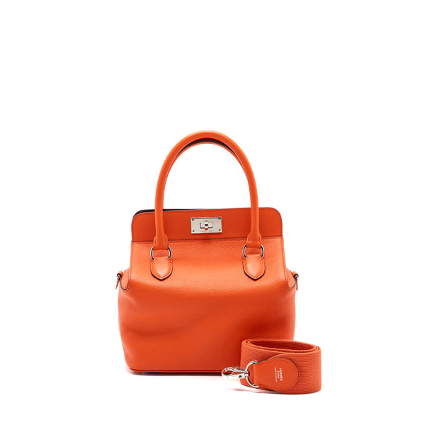 Hermes toolbox 20 evercolor orange poppy / Bordeaux SHW stamp A