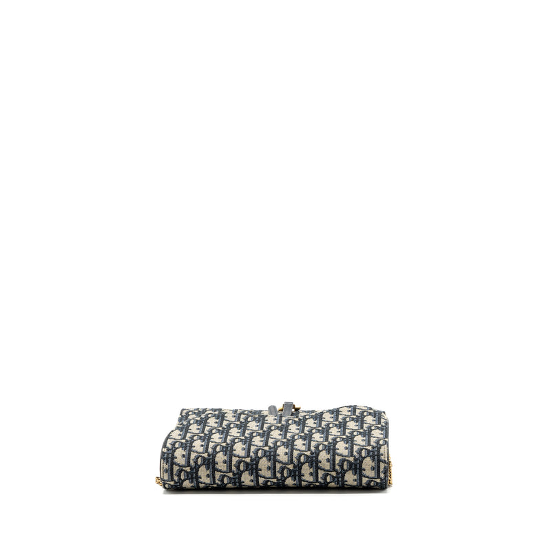 Dior Saddle Pouch With Chain Dior Oblique Jacquard blue GHW