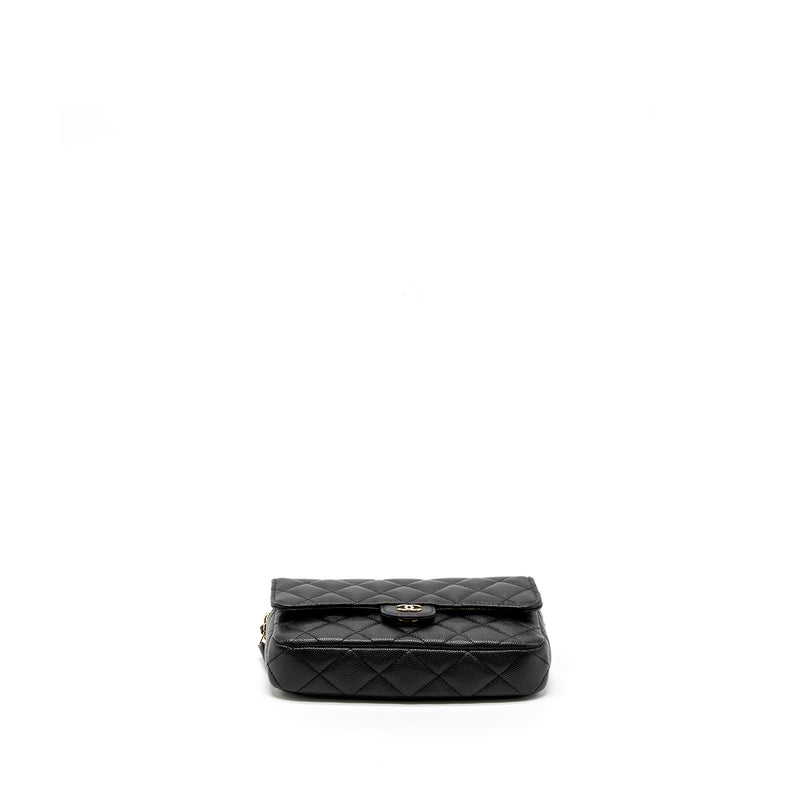 Chanel Double Pocket Wallet on Chain Caviar Black LGHW (Microchip)