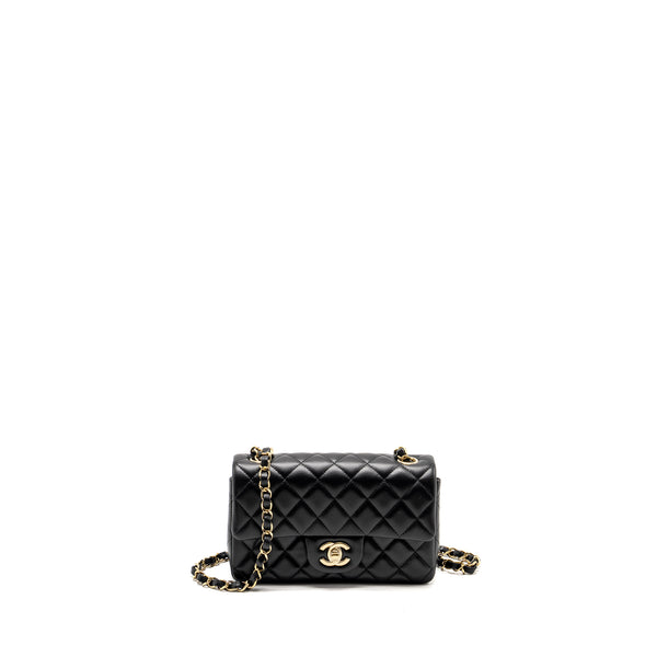 Chanel Mini Rectangular Flap Bag Lambskin Black LGHW (microchip)