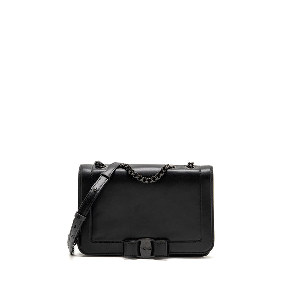 Salvatore Ferragamo Vara Bow Crossbody Flap Bag Black Calfskin Black Hardware
