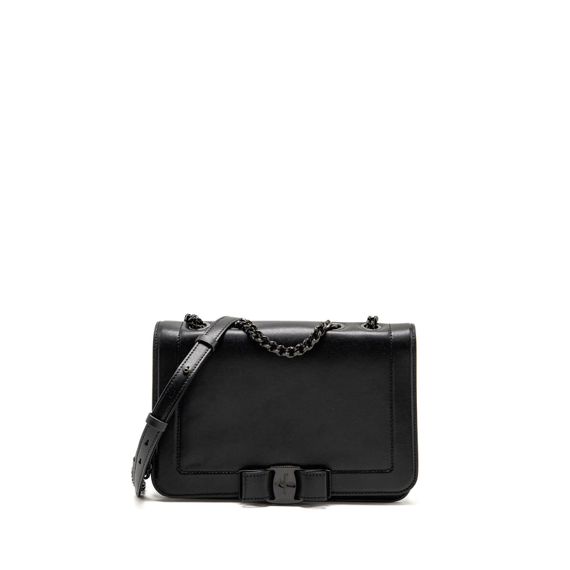 Salvatore Ferragamo Vara Bow Crossbody Flap Bag Black Calfskin Black Hardware