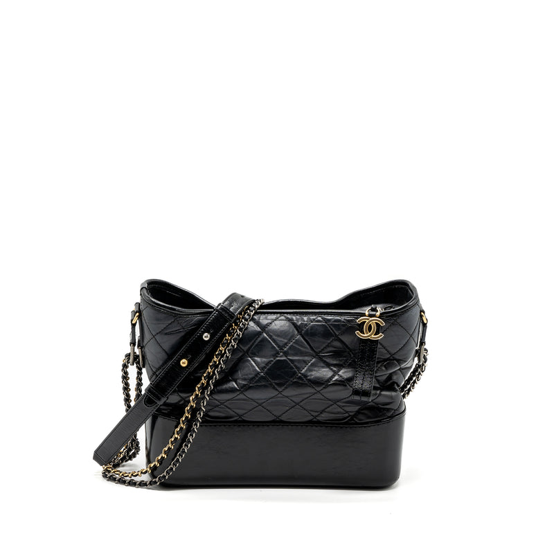 Chanel Medium Gabrielle Hobo Bag Aged Calfskin Black Multicolour Hardware