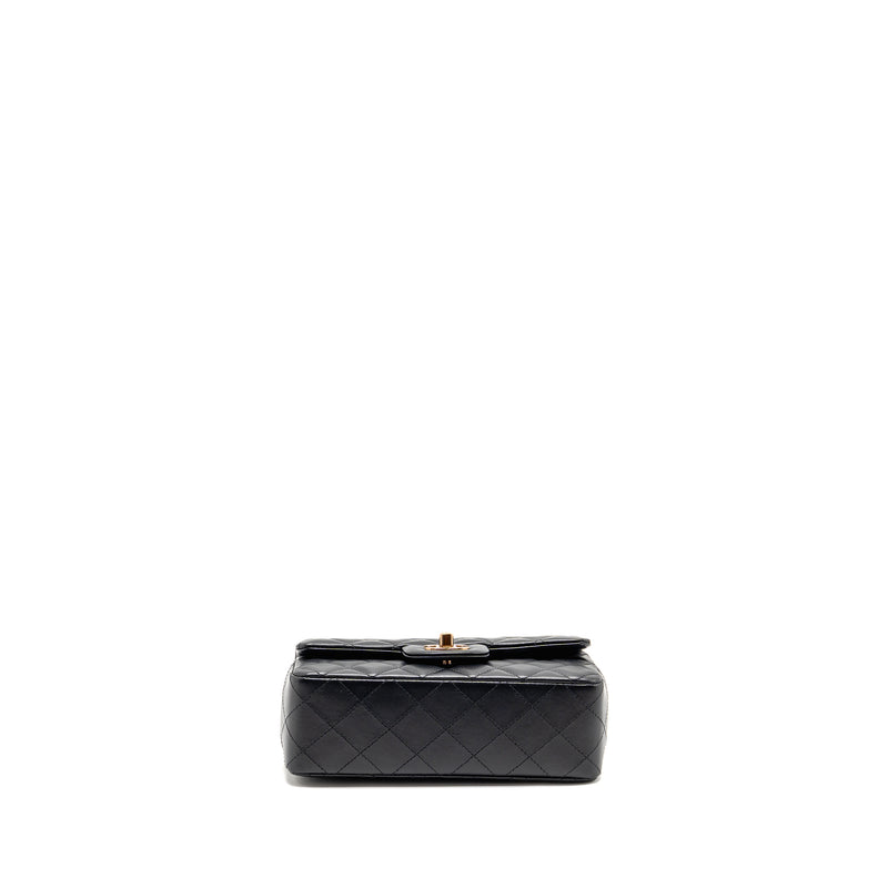 Chanel Mini Rectangular Flap Bag Lambskin Black RGHW (Microchip)
