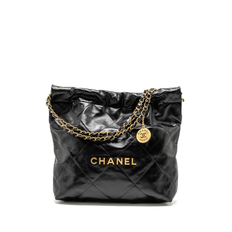 Chanel Small 22 Bag Shiny Calfskin BLACK GHW (Microchip)