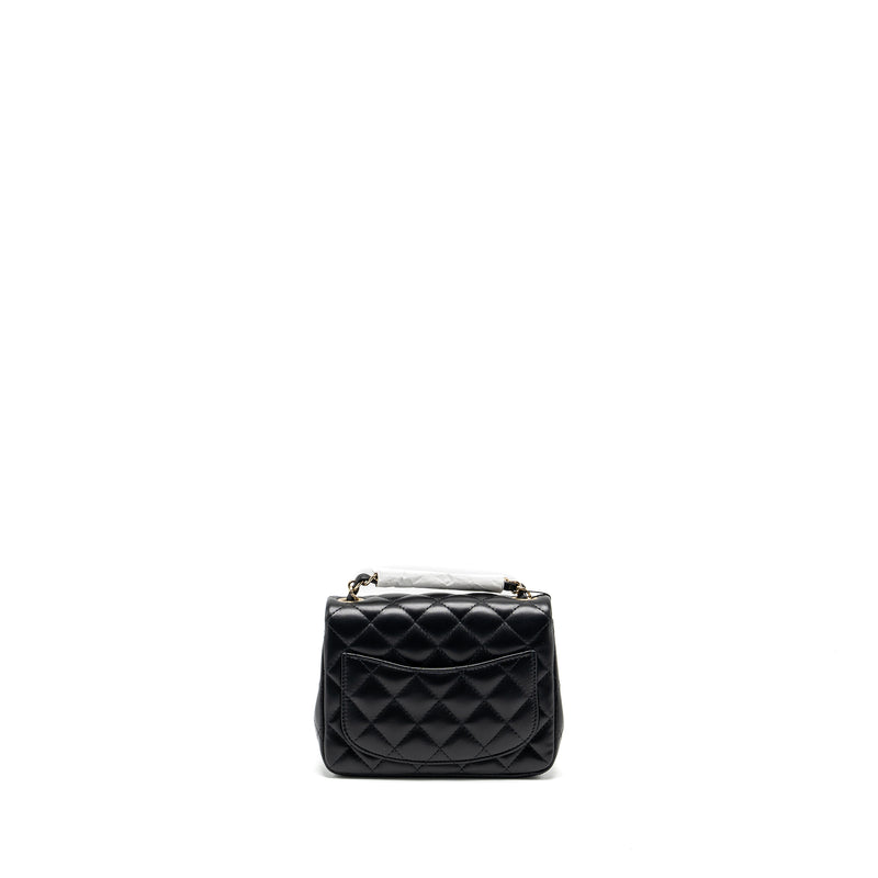 Chanel mini square flap bag lambskin black LGHW (microchip)