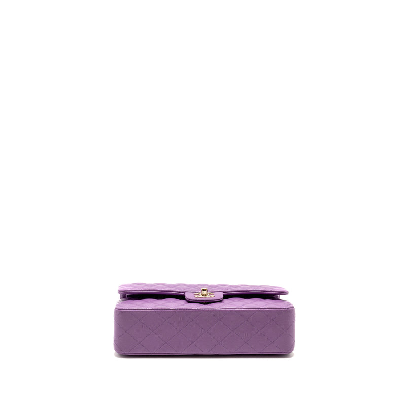 Chanel Medium Classic Double Flap Bag Caviar Purple LGHW (Microchip)