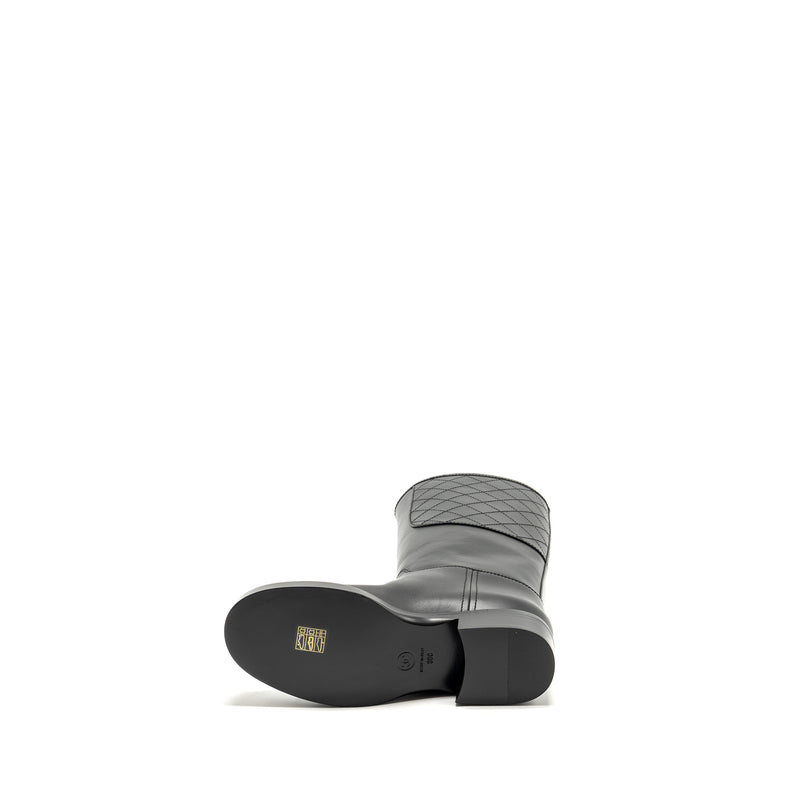 Chanel Size 38 CC Logo High Boots Calfskin Black