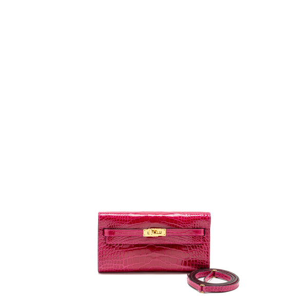 Hermes Kelly To Go shiny alligator mississippiensis rose Mexico GHW stamp Y